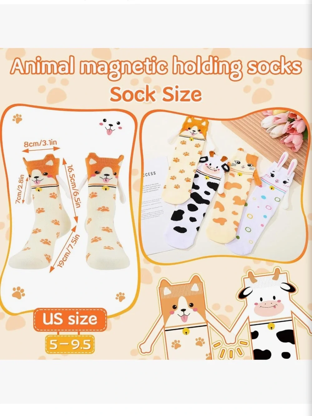 4 pairs Magnetic Holding hand socks